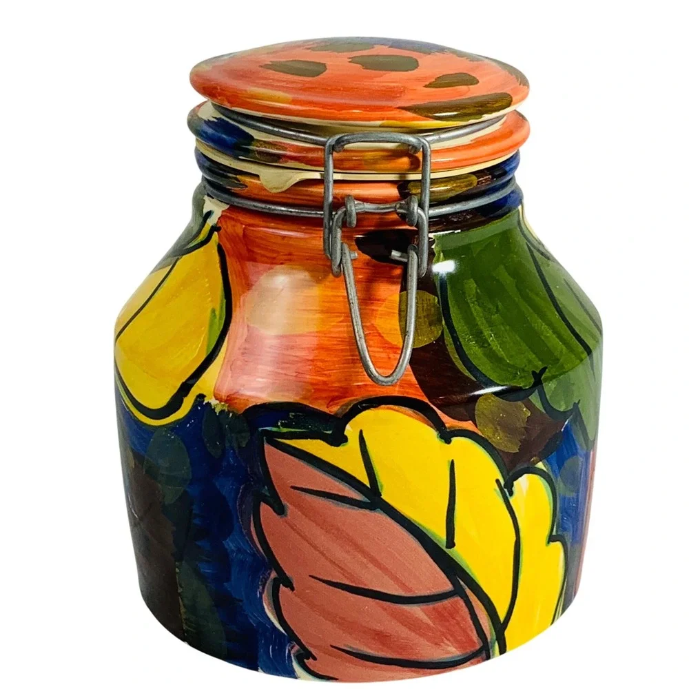Vtg Starbucks Ciao Italia Bellini Jar Canister Hand Painted‎ Pottery Italy READ
